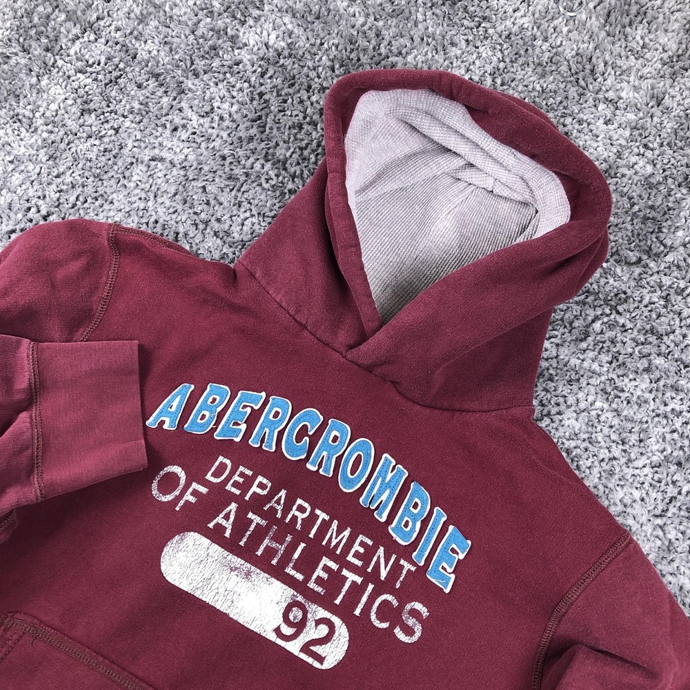 Abercrombie Hoodie Teens XL Red‎ Graphic Fleece Pullover Athletics Dept 92